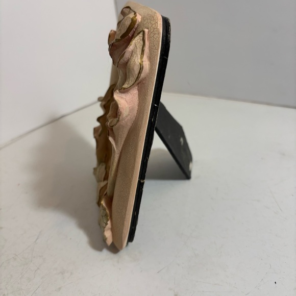 🛍️3/$30 Vintage 1980’s floral pink calla lily crackle ceramic picture frame - Picture 4 of 12